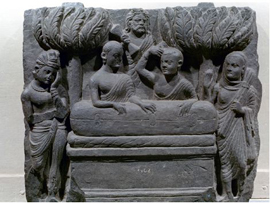 Gandharan representation of the Mahaparinirvana, Kushana period, Gandhara region ( Indian Museum, Kolkata).